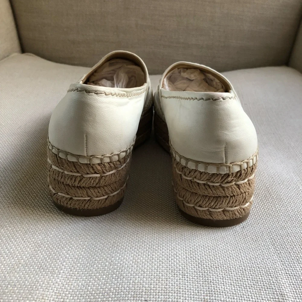 Prada Espadrille Sandals Platform White Leather US 5
